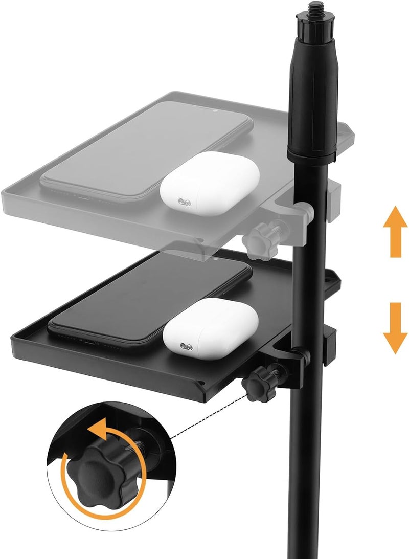 RTNLIT Microphone Stand Tray, Clamp On Firm Rack Tray Holder with 4.5 Pound Weight Capacity Adjustable Mic Stand Shelf for Live Streaming, Stage, Music Sheet, Karaoke, Recording, Podcast (7.9" × 5.5") - Image 4